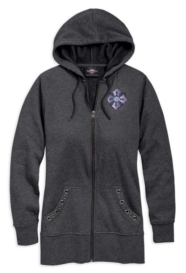 Felpa donna con zip Distressed Winged Cross