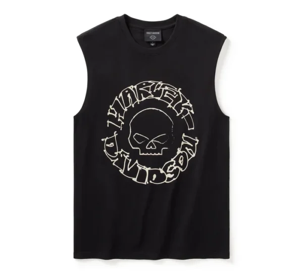 Willie G Circle Skull Sketch Art Muscle Tee