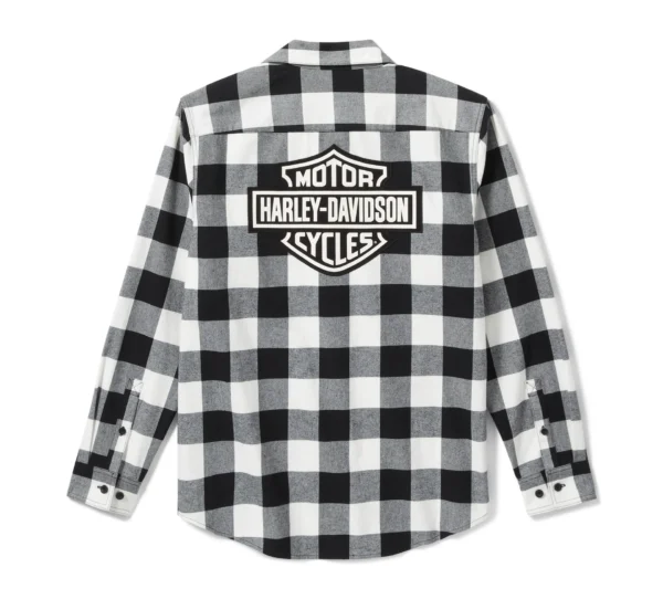 Flanella Bar & Shield Buffalo Check da uomo - Plaid - Harley Black & Cloud Dancer - Image 2