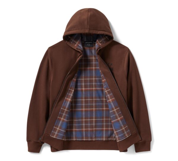 Felpa zippata con cappuccio Harley-Davidson® Plaid Lined – Coffee - Image 3