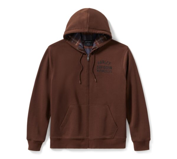 Felpa zippata con cappuccio Harley-Davidson® Plaid Lined – Coffee