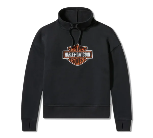 Pullover con collo a imbuto Essential Bar & Shield da donna - Harley Black